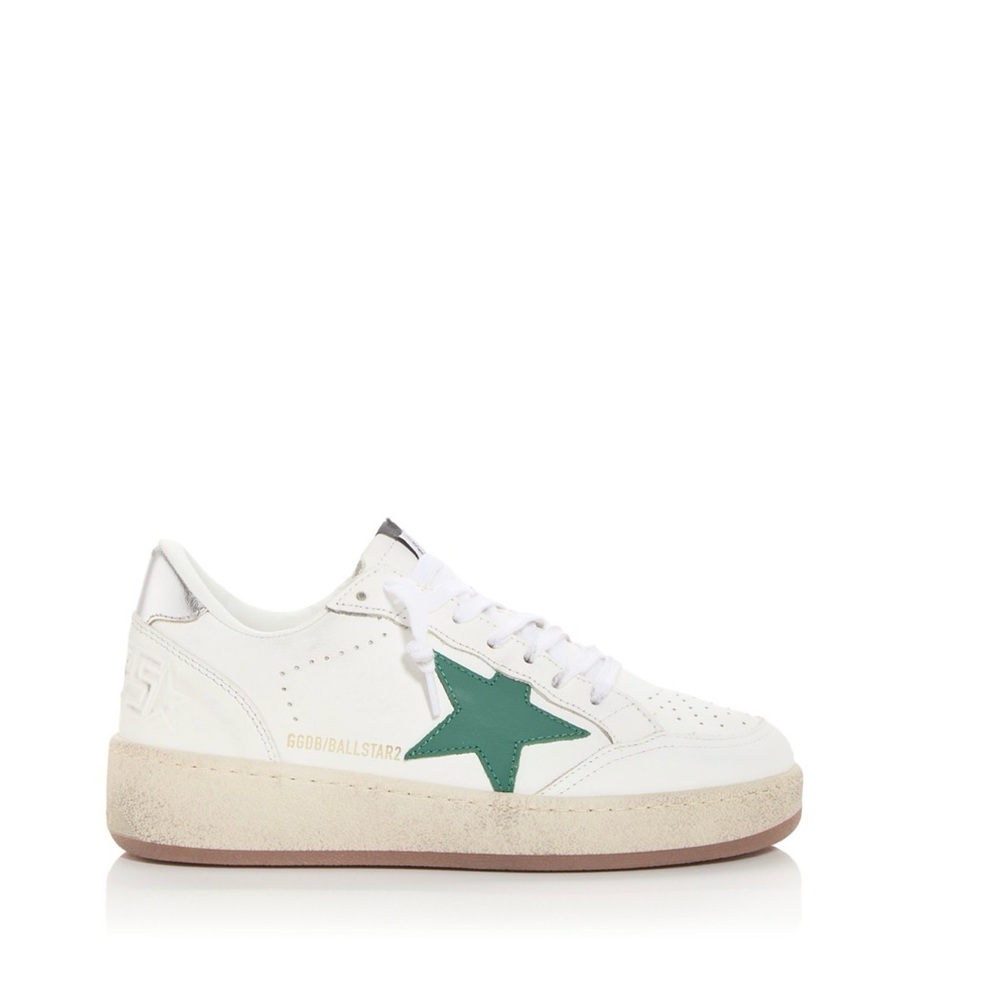 Golden Goose White and Green Star Sneakers - Picture 2 of 9